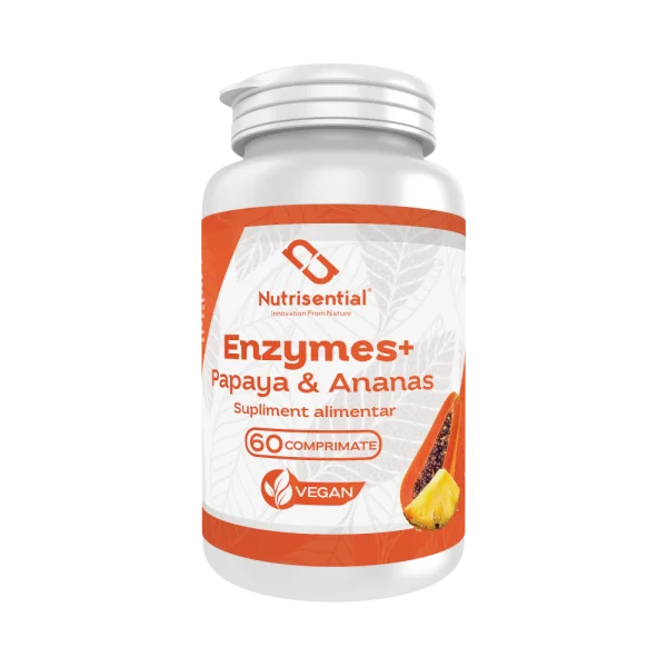 Descoperă beneficiile enzimelor digestive cu Enzymes+ Papaya&Ananas, un supliment alimentar natural ce sprijină digestia și absorbția nutrienților